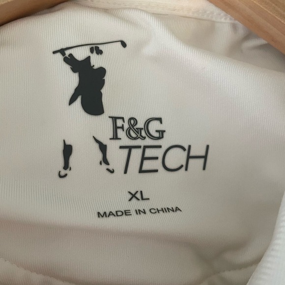 F & G Tech Golf White Polo Performance Short Sleeve Outdoor Men Shirt Size XL - Picture 4 of 8